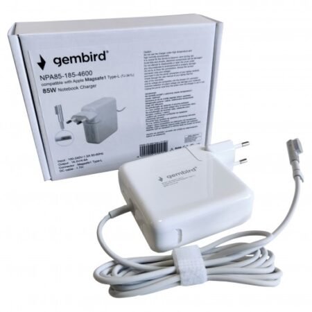 NPA85-185-4600 (TJ-341L Apple Type-L) Gembird punjac za MacBook 85W-18.5V-4.6A, Magsafe1 Type-L