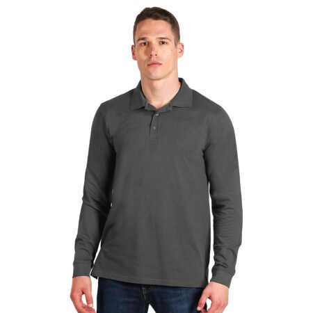 AZZURRO II LSL, pamučna polo majica dugih rukava, 180 g/m2, tamno siva