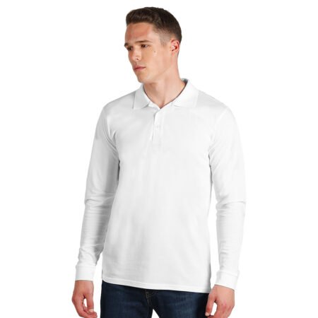 AZZURRO II LSL, pamučna polo majica dugih rukava, 180 g/m2, bela