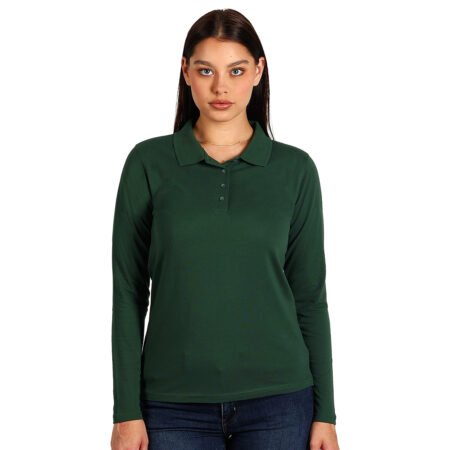 SUNNY LSL, ženska pamučna polo majica dugih rukava, 180 g/m2, tamno zelena