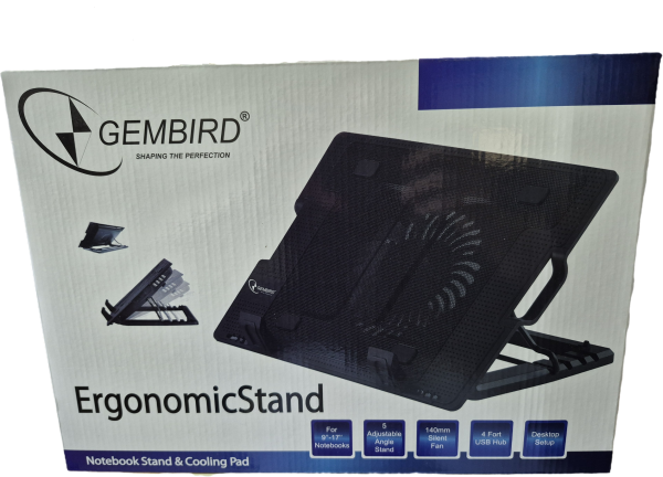 N2000IV** Gembird hladnjak za laptop, 15-17 180mm Fan-CONTROL, 2xUSB, 365x265mm, Ergo Stand(599)