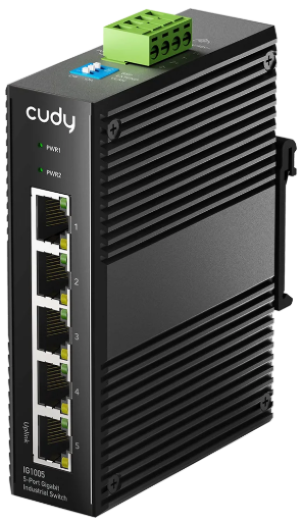 Cudy IG1005 5-Port Gigabit Industrial Switch, 5× GbE, Shielded, Dual-Power Redundancy, IP40 - Slika 2