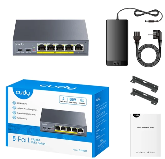 CUDY GS1005P 2.0 Switch Gigabit RJ45 PoE portovi 30 W IEEE 802.3at/af - Slika 2