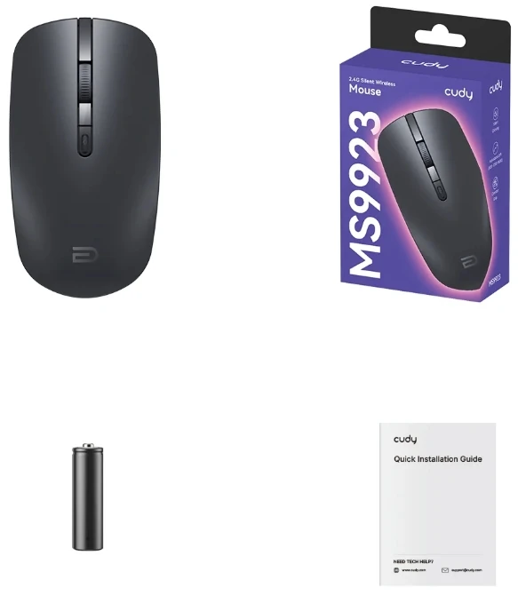 Cudy MS9923 Bezicni mis tihi 2,4GHz, opticki USB 800-1600Dpi Grey, 113mm - Slika 3
