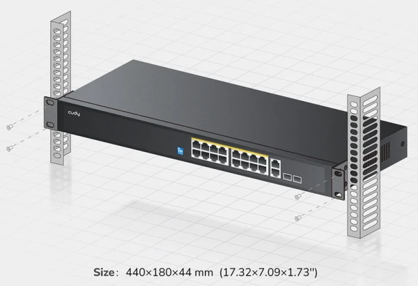 Cudy GS1018PS2 V3.0 Switch Gigabit RJ45 portovi:18 PoE portovi: 16 30W - Slika 3