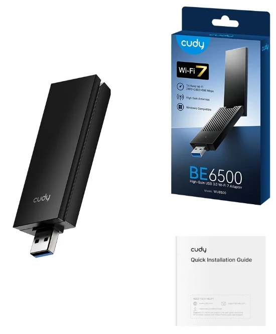 Cudy WU6500,BE6500 Wi-Fi 7 USB 3.0 adapter sa visokim pojaèanjem, V1.0, 2.8 Gbps+2.8 Gbps+688 Mbps - Slika 2