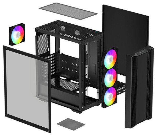 DeepCool CC560 ARGB V2 Kuciste E-ATX, 4xARGB-120mm, Kaljena staklena strana,USB-3.0 - Slika 3