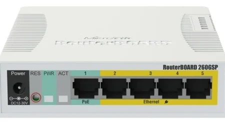 MikroTik CSS106-1G-4P-1S RB260GSP with SwitchOS and indor case